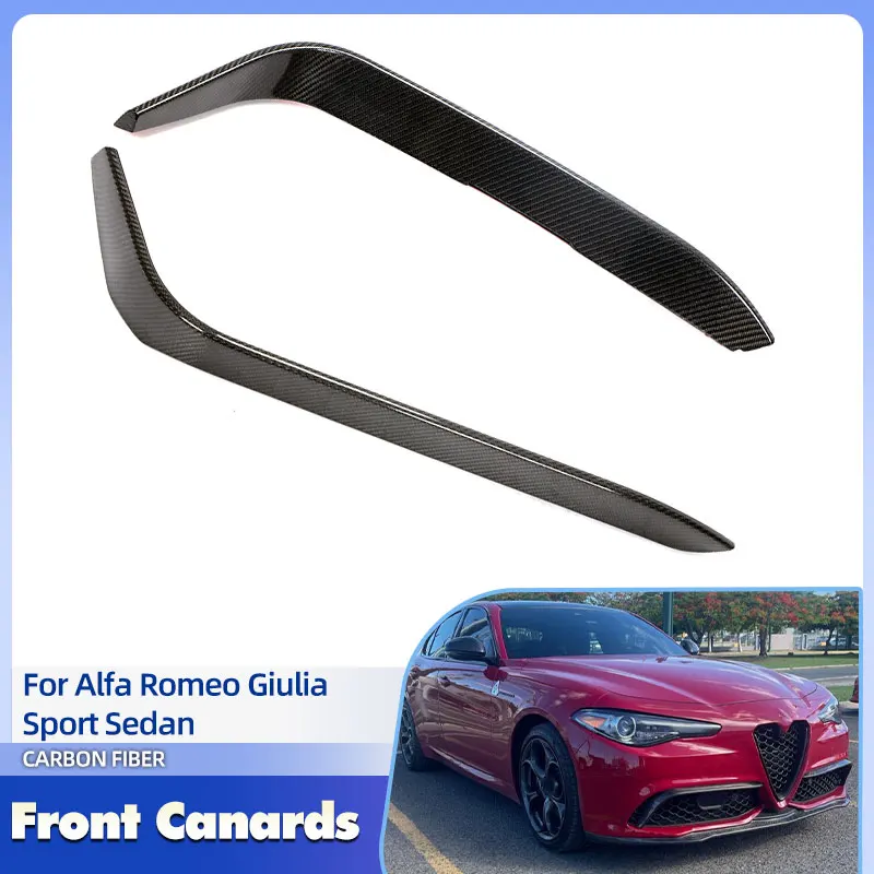 

Car Front Bumper Canards Carbon Fiber for Alfa Romeo Giulia Sport Sedan 4-Door 2016-2020 Racing Front Fog Lamp Trims FRP