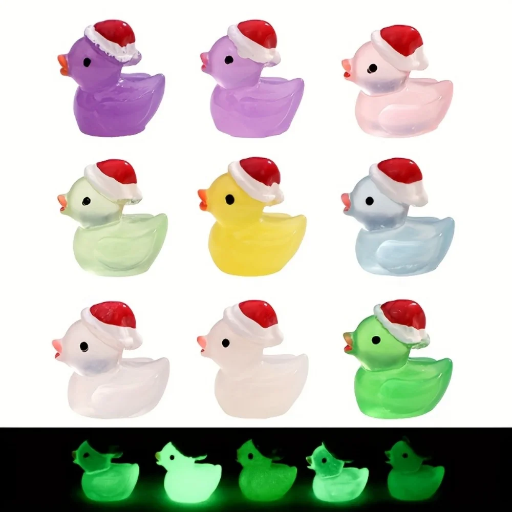 10/60 Stück Leuchtende Weihnachts-Miniatur-Enten mit Weihnachtsmannmützen, Aquarium-Deko, DIY-Bastelset für Weihnachtsfeiern und Partys – Detail 4