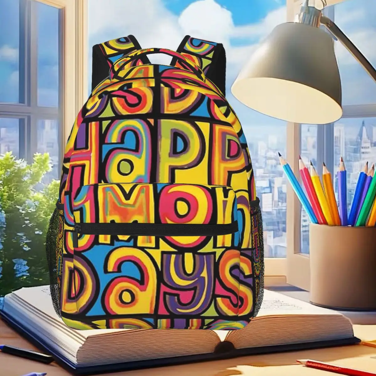 

Рюкзак Happy Mondays для студентов, сумка для книг для мальчиков и девочек, детская школьная сумка, сумки на плечо для ноутбука для мужчин и женщин