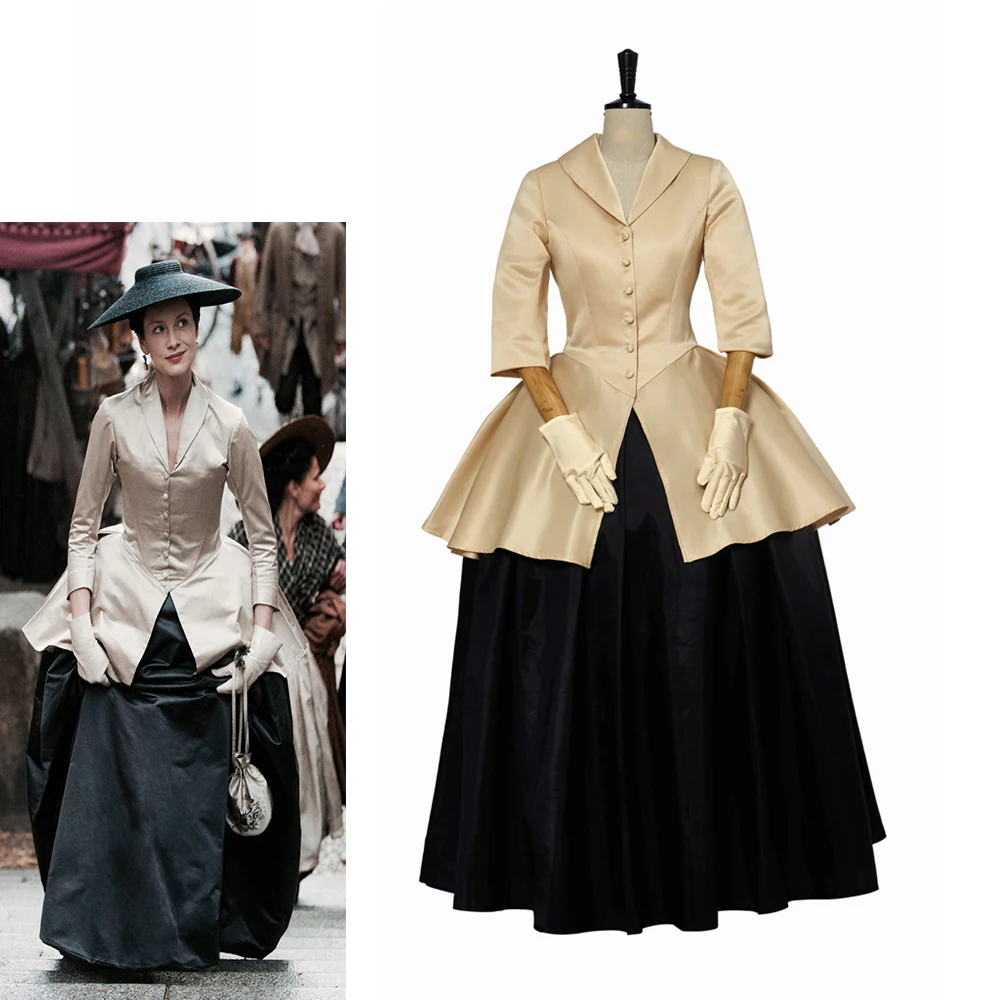 

TV Outlander Claire Fraser Cosplay Costume 18th Century Scottish Dress Suit Medieval Victorian Ball Gowns Adult Custom Made