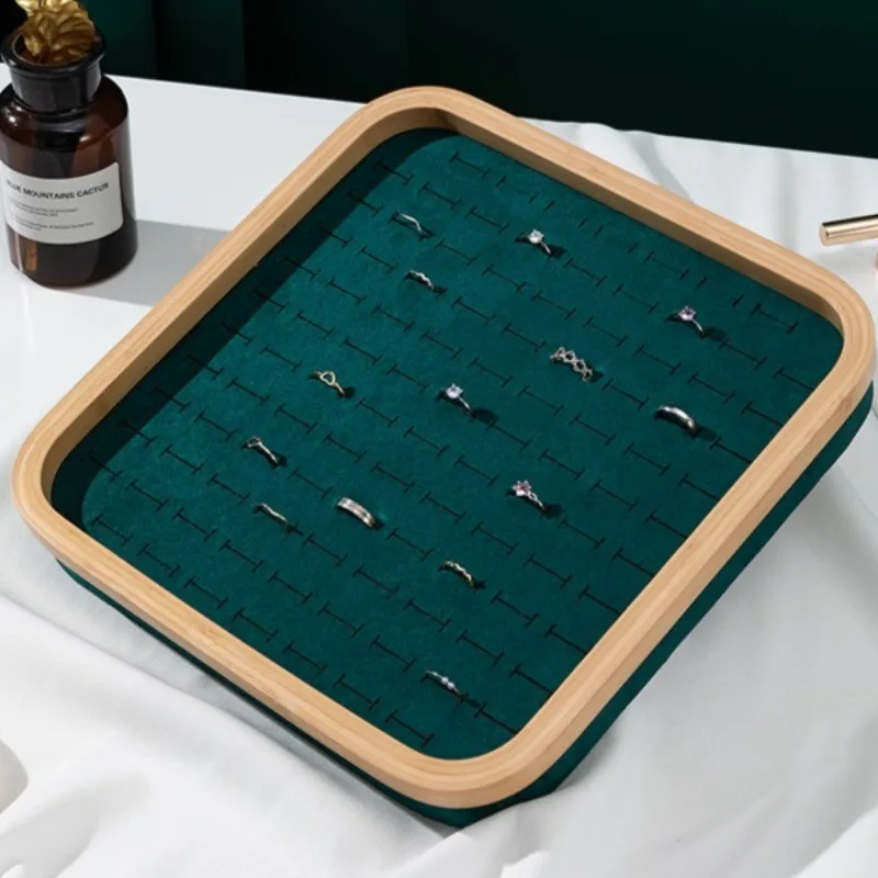 Solid Wood Ring Storage Tray Counter Rings Display Trays Wholesale Large Jewelry Organizer Trays Women's Showcase Jewellery Tray