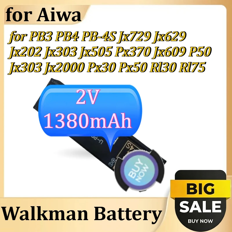 

Walkman Battery for Aiwa PB3 PB4 PB-4S Jx729 Jx629 Jx202 Jx303 Jx505 Px370 Jx609 P50 Jx303 Jx2000 Px30 Px50 Rl30 Rl75 2V 1380mAh