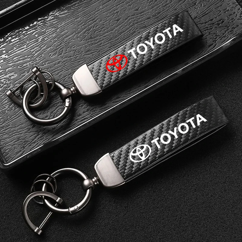 Carbon fiber car key chain pendant For Toyota TRD Corolla CHR Yaris Auris Rav4 Hilux Prius Avalon CROWN REIZ Accessories