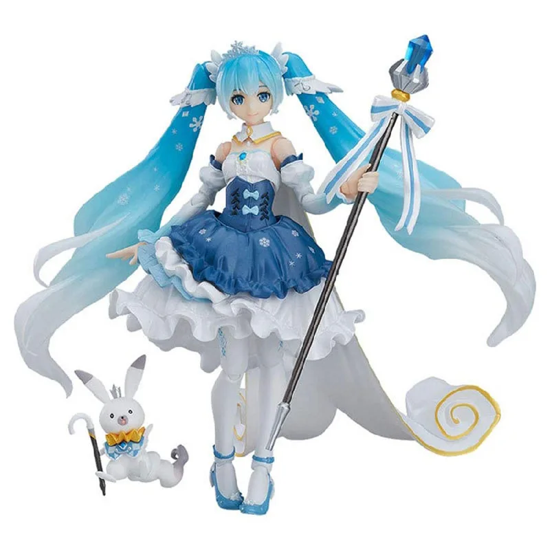 Anime Hatsune Miku Figure 054 Snow Hatsune Replace Face 10th Model Toy Gift Collection Action Figure  Cute Girl Pvc Decoratio