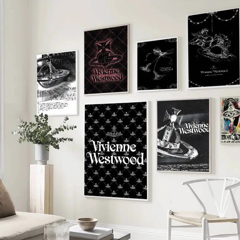 V-Viviennes Cross Fashion W-Westwood Self-adhesive Art Poster Decoracion Painting Wall Art White Kraft Paper Home Decor