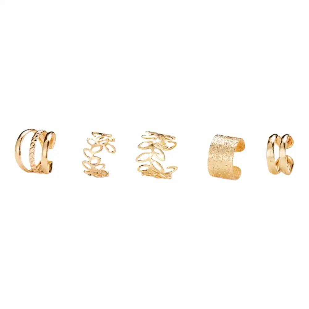 5pc Women's Natural Earstuds & Men's Ear Bone Clips Set