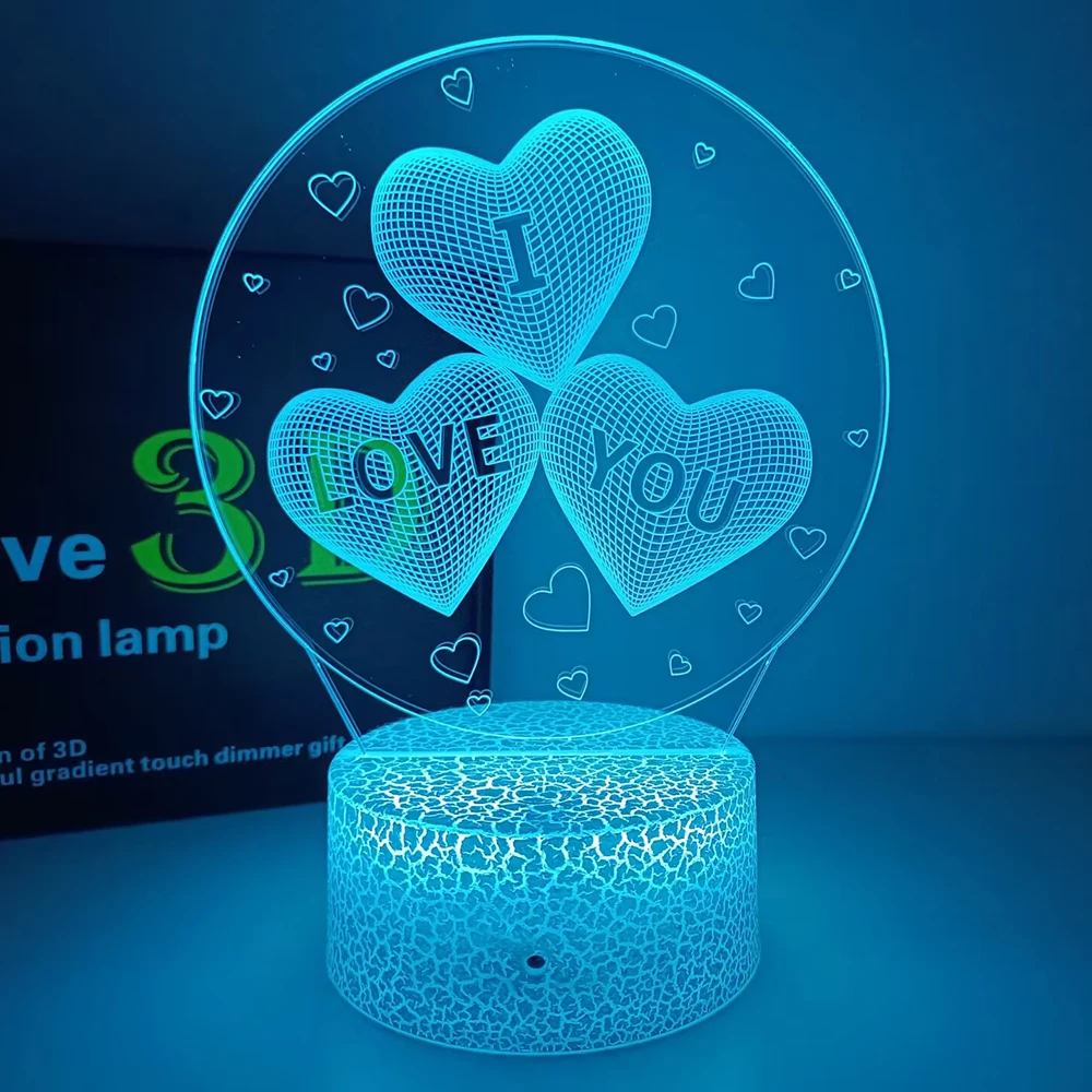 3D Night Light LOVE LED Bedroom Dormitory Bedside Table Lamp Birthday Valentine\'s Day Gift for Love Proposal Romantic Decoration