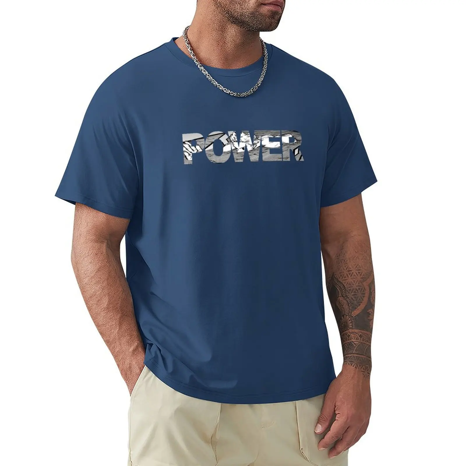 

POWER T-shirt korean fashion tops mens graphic t-shirts hip hop