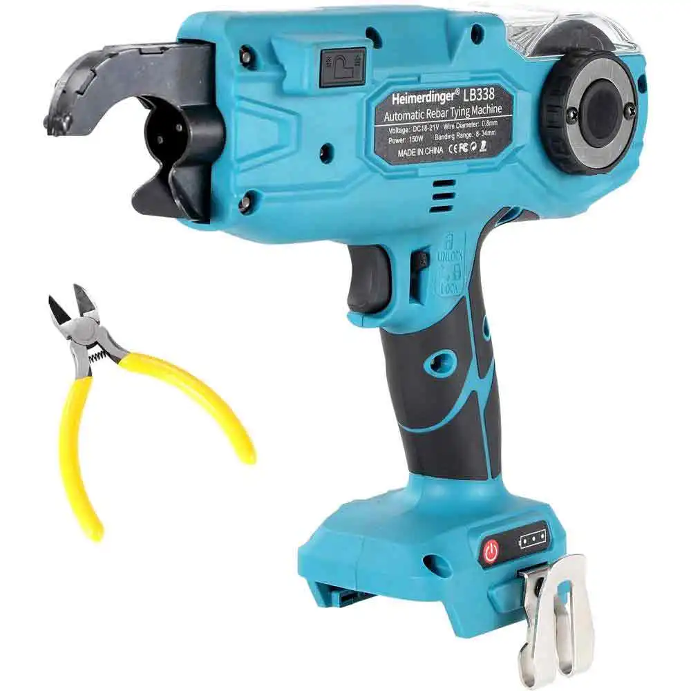 

Heimerdinger 18V 8-34MM Rebar Tier Cordless Rechargeable Tying Binding Machine Automatic Rebar Tying Wire Rebar Binding Machine