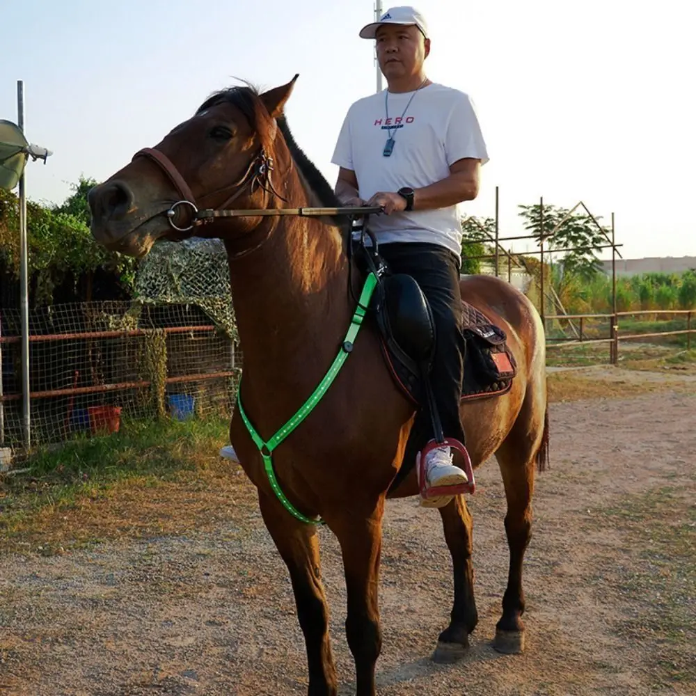 ไนลอน LED Horse สายคล้องคอปรับป้องกัน Luminous Horse Chest Harness การมองเห็นสูง Night กระพริบ Light Bar