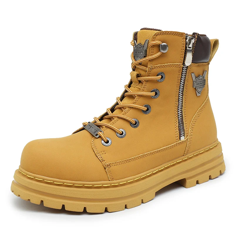

Outdoor Mountaineering Work Boots for Men: 2025 New Big Yellow Boots, High-Top Height-Increasing British Style Durable Work Shoe