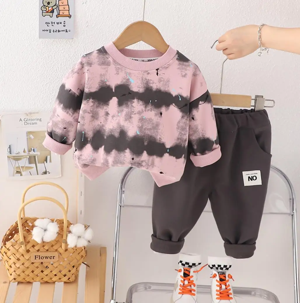 

Fall Children Baby Clothing Suits 1 To 2 Years Boys Girls Casual Tie-dye printed Sweatshirt+Pants Kids Bebe Outfits Toddler Set