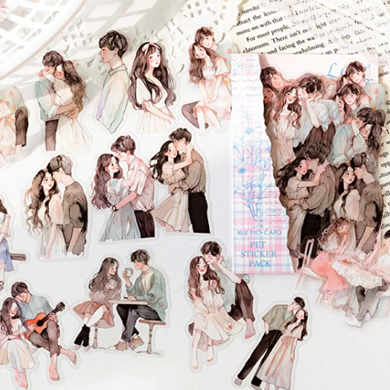 مجموعة واحدة مكونة من 30 ملصق زخرفي مصنوع يدويًا من PET للمذكرات والحرف اليدوية، وملصقات بلاستيكية لامعة بألوان مختلطة