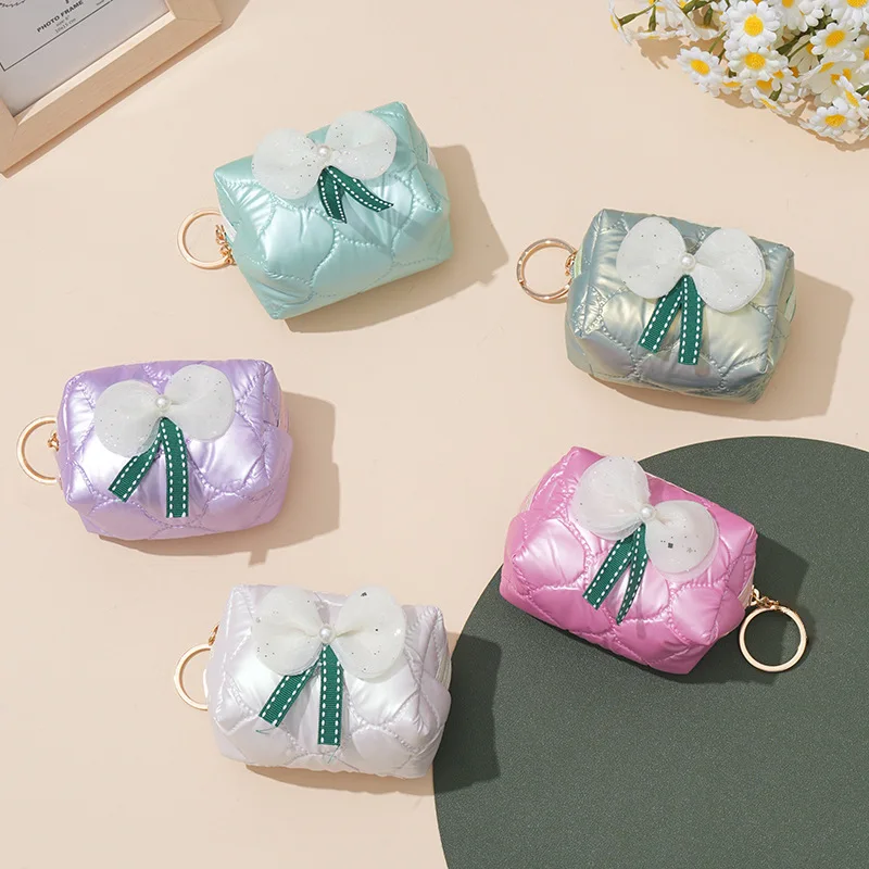 INS Kawai Bowknot Small Coin Bags Purse Money Organize Pouch Wallet Keychain Makeup Lipstick Earphone Storage Bags Kids Gifts