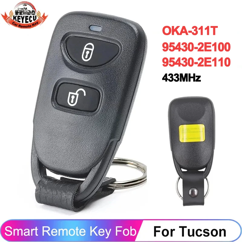 KEYECU For Hyundai Tucson 2005 2006 2007 2008 2009 P/N: 95430-2E100 95430-2E110 433MHz 2 Buttons Remote Fob Car Key OKA-311T