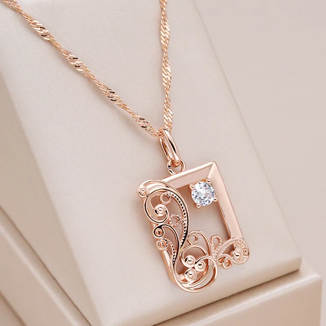 Square rose pendant necklace store