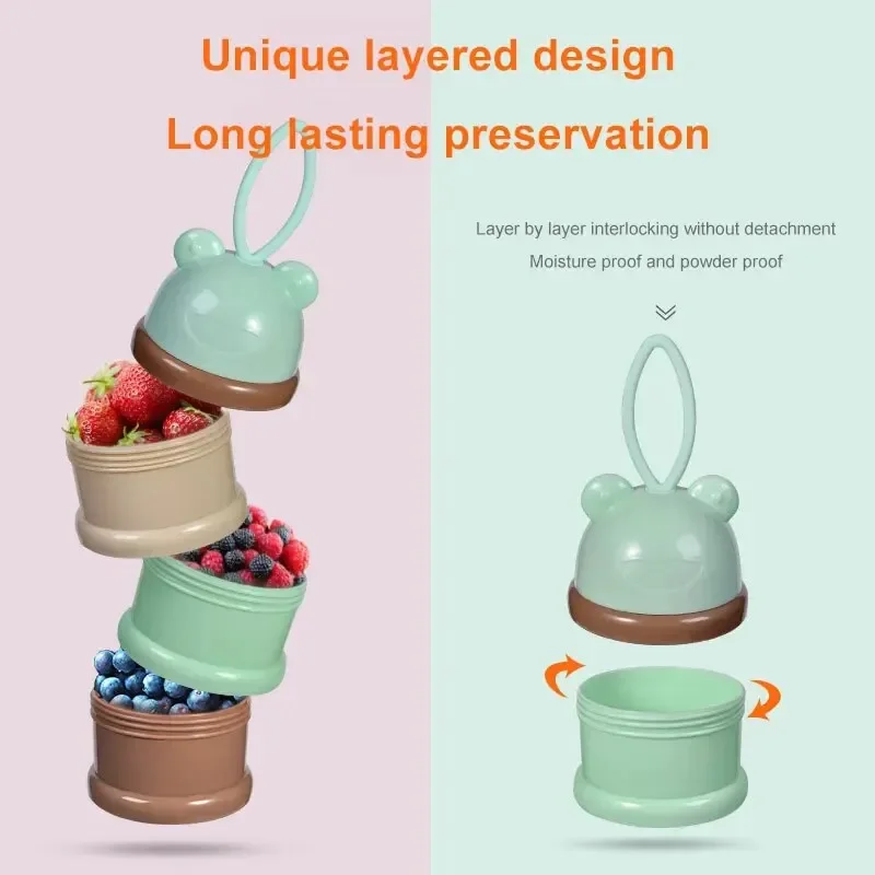 Portable Baby Milk Powder Box Large Capacity Colorful Multi Layer Food Supplement Box Independent Layered Milk Powder Grid Outin