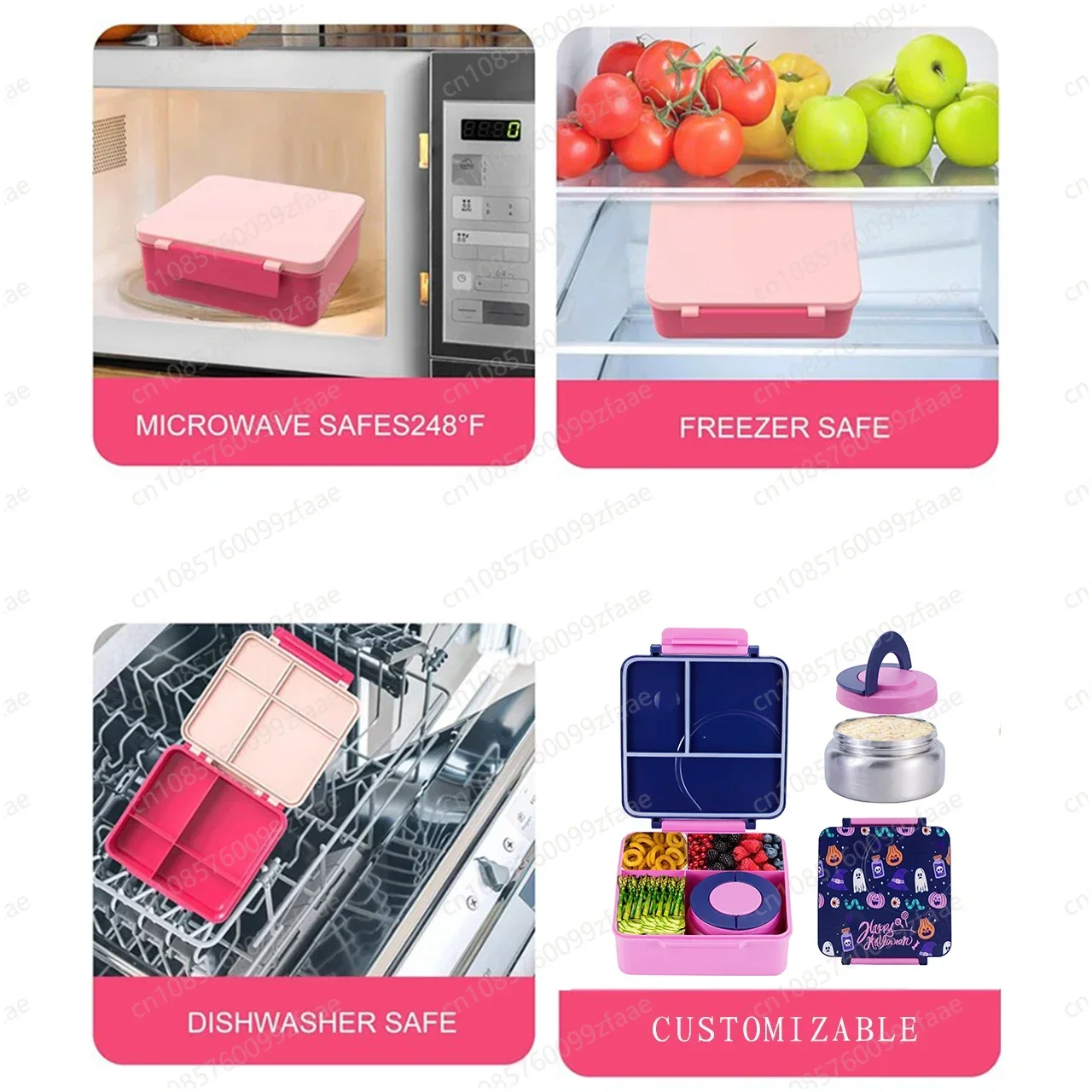 

Microwave oven, heating grid bento box stainless steel bowl lunch box plastic plate