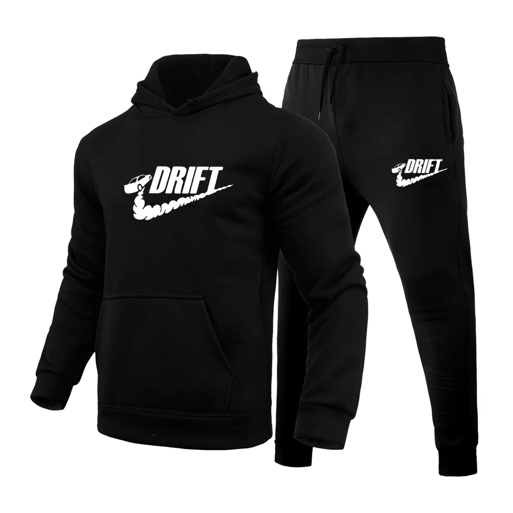 

Car drift Men's Clothing Sweatshirt Suit Fall 2024 New Winter Suit Hooded Sweater Pants Men's Tracksuit Cardigan Two Piece Set