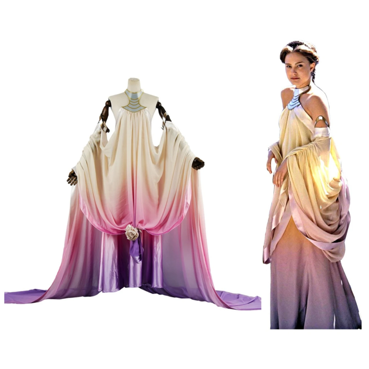 Cosplay Padme Cos Amidala Dress Fantasy Clothing  Movie Space Battle Lake Dress Women Role Play Halloween Party Disguise Outfits