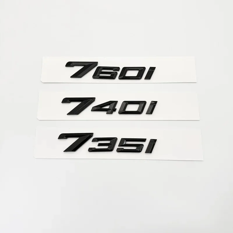 ABS New After 2023 Glossy Black Letters735i 740i 760i 735Li XDrive Emblem for 7 Series Car Fender Trunk Rear Car Logo Sticker