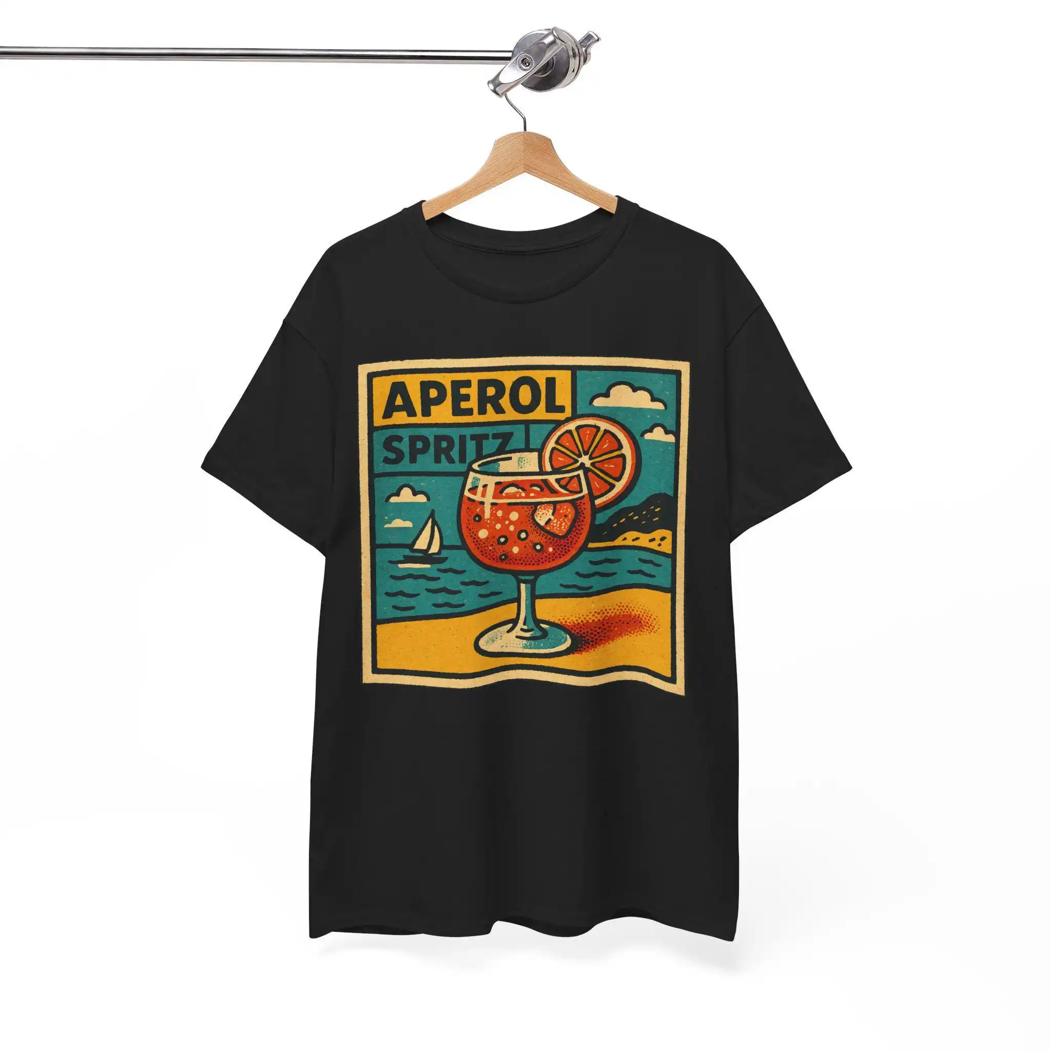 Camiseta Aperol Spritz: Camiseta gráfica retro con diseño de cómic italiano de aperitivo