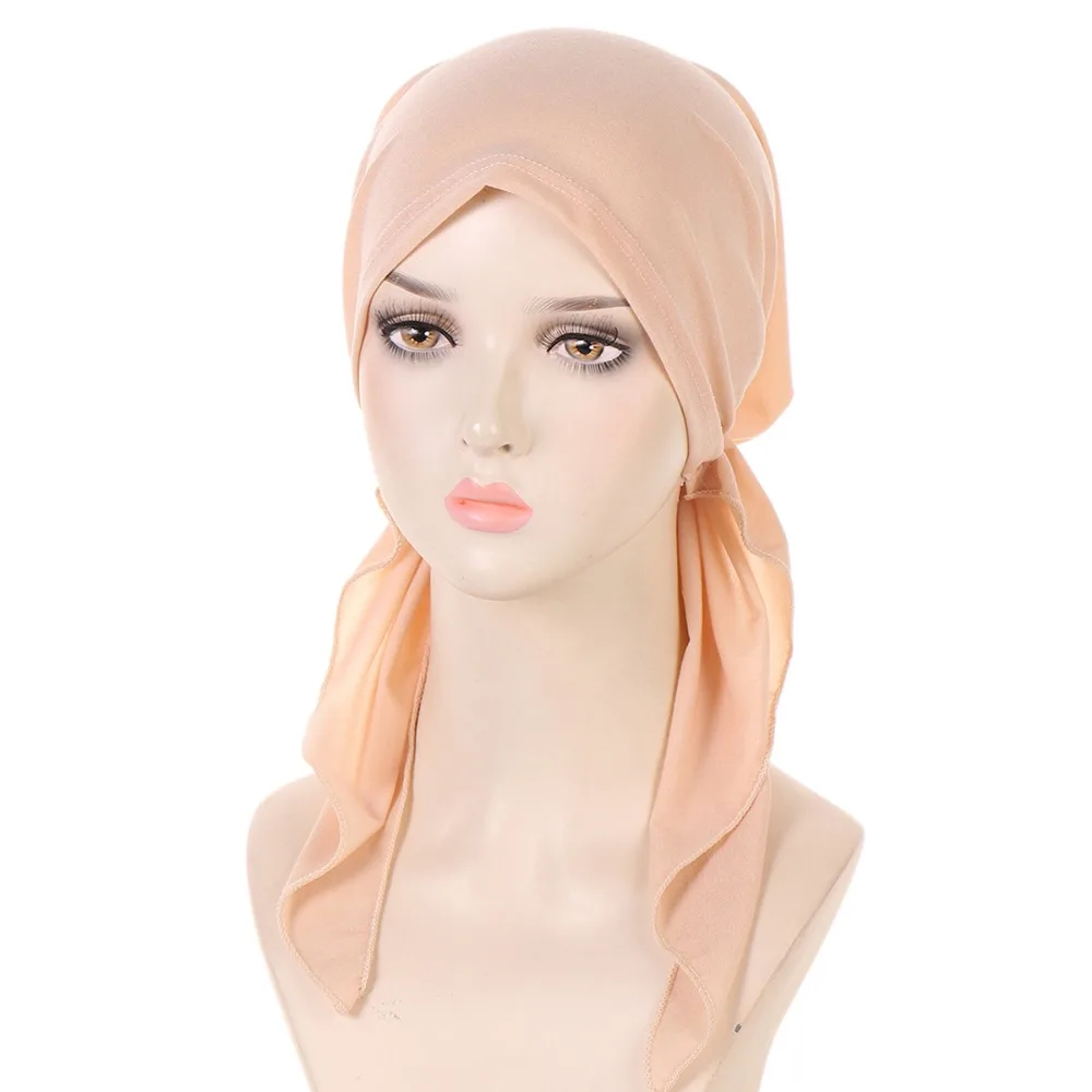 Muslim Women Turban Hat New Beanie Hair Loss Chemo Cap Plain Hijab Headscarf