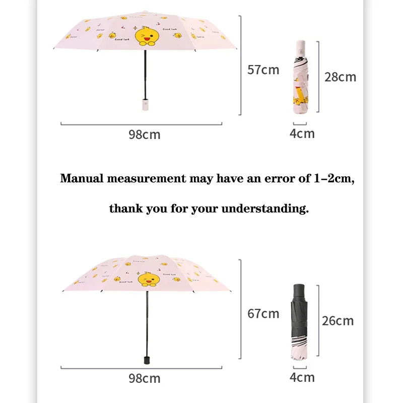 Folding Umbrella,Little Yellow Duck,Automatic Sunshade,Rain and Wind Resistance,student,Portable adult umbrella for travel