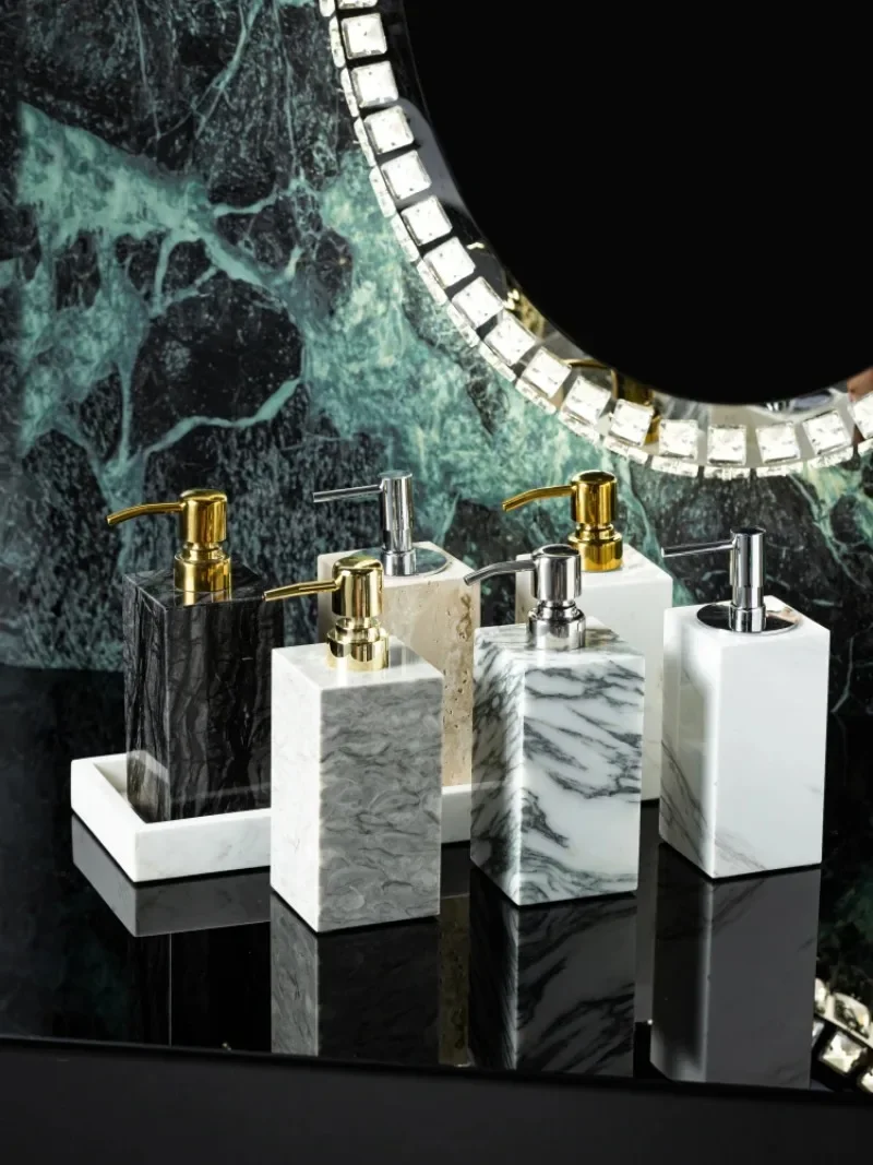 Empty Natural Marble Press Type Lotion Bottle Liquid Soap Dispenser Bath Shampoo Storage Luxury Home Bathroom Accessories