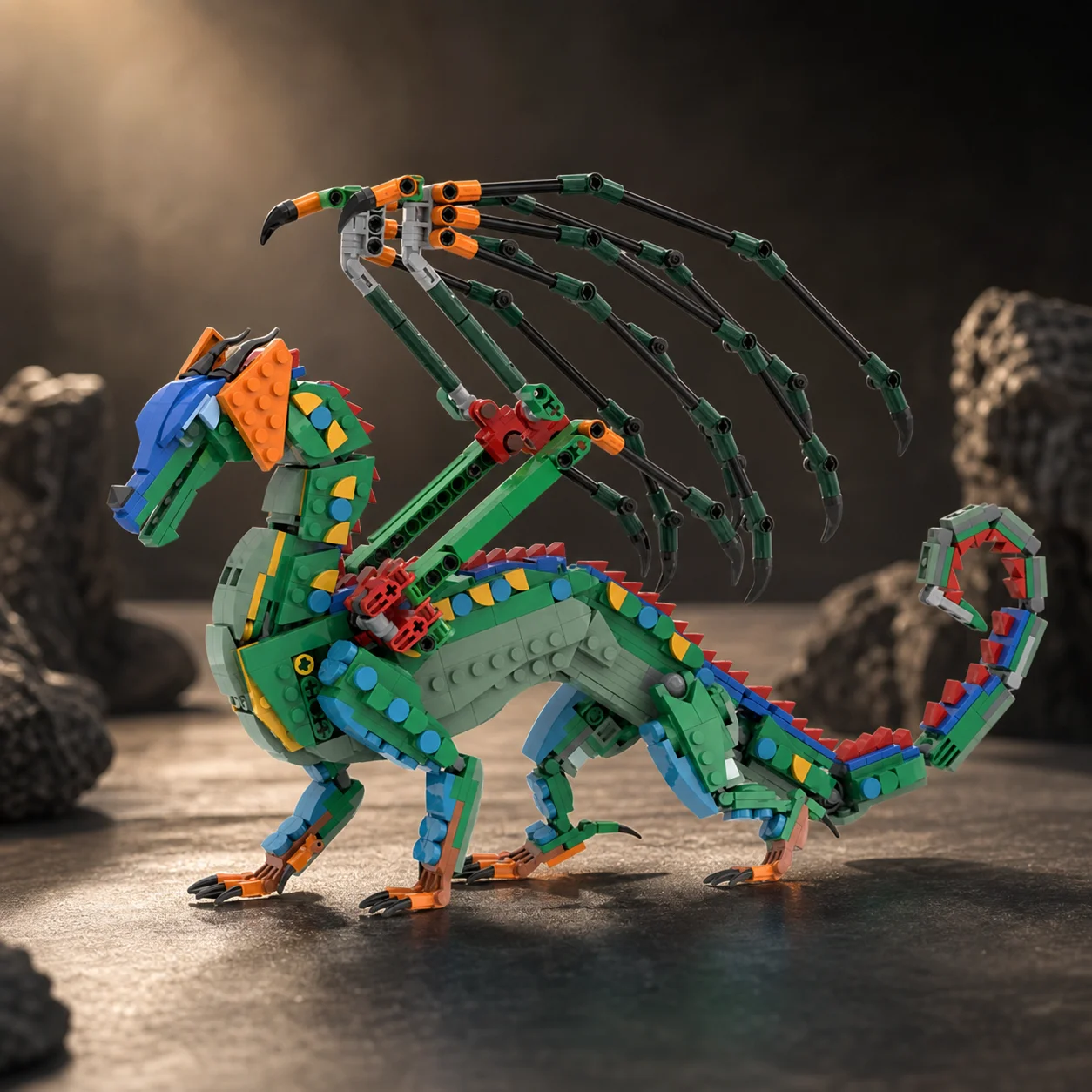 

MOC Fantasy Mythical Dragon Building Blocks Fire Wing Colorful Bricks Model DIY Assembly Set for Adult Hobbyists