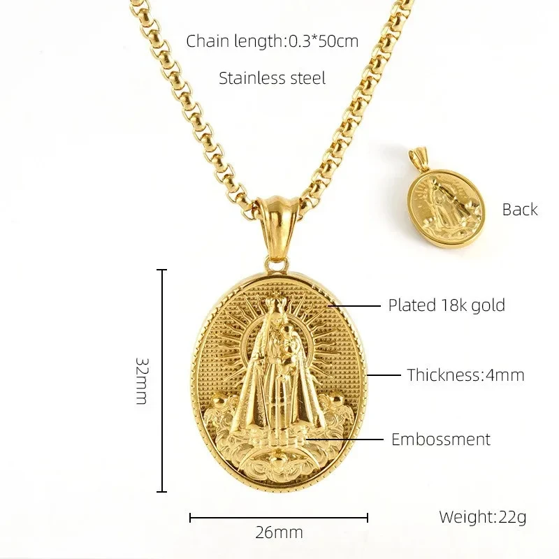 Collana vergine Maria in acciaio inossidabile per donna uomo collane con ciondolo in metallo Color oro/argento Virgen Maria