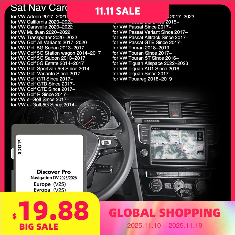 

64GB Discover Pro Media Navigation Sat Nav for VW DV V25 GPS SD Card Update Europe Map Navi Accessories