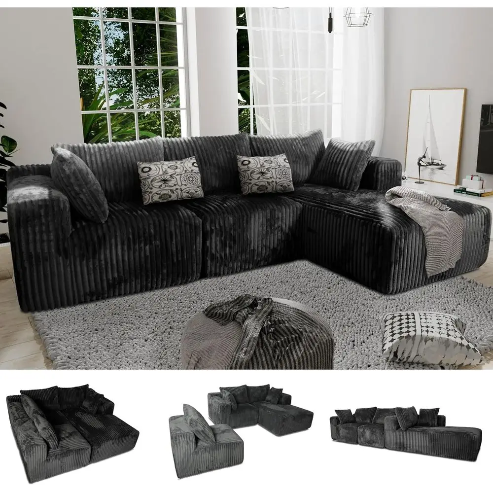 

3-Seat L-Shaped Deep Seated Sofa, 101 Cloud Sectional with Chaise, Cozy Sleeper Sofas, Oversized Corduroy Sofas for Living Room