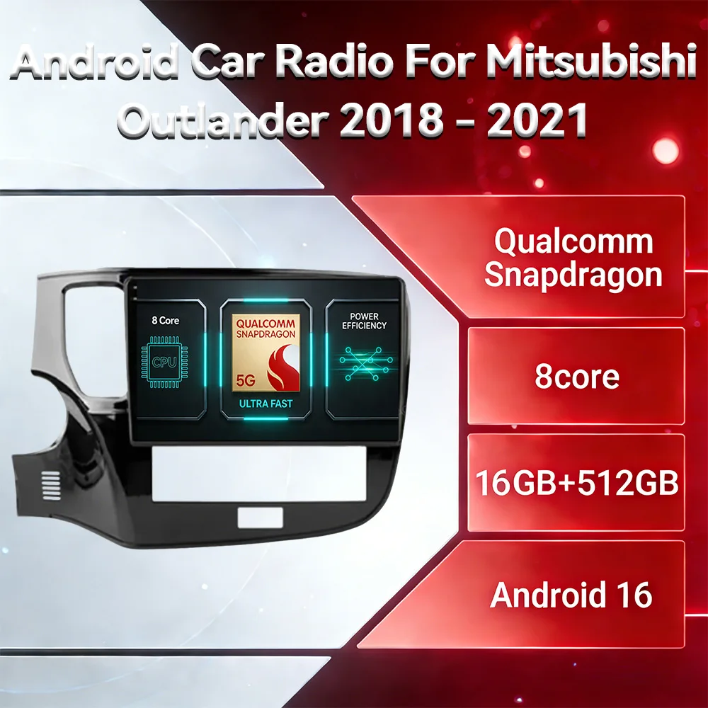 Android 16 Carplay Auto Für Mitsubishi Outlander 3 III GF0W GG0W 2018 - 2021 Head Unit Qualcomm Multimedia Stereo Video Player