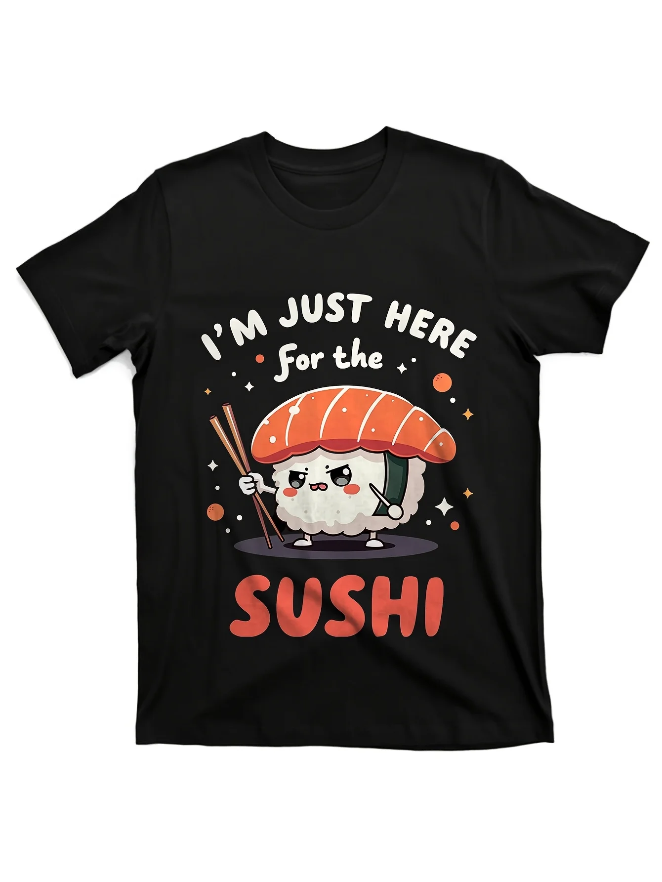 Sushi Cartoon Lover Code789XZ одинаковый стиль для мужчин и женщин, летняя футболка с короткими рукавами и принтом 2025 года, из чистого хлопка, 220 г Sushi Cartoon Lover Code789XZ одинаковый стиль для мужчин и женщин, летняя футболка с короткими рукавами и принтом 2025 года, из чистого хлопка, 220 г
