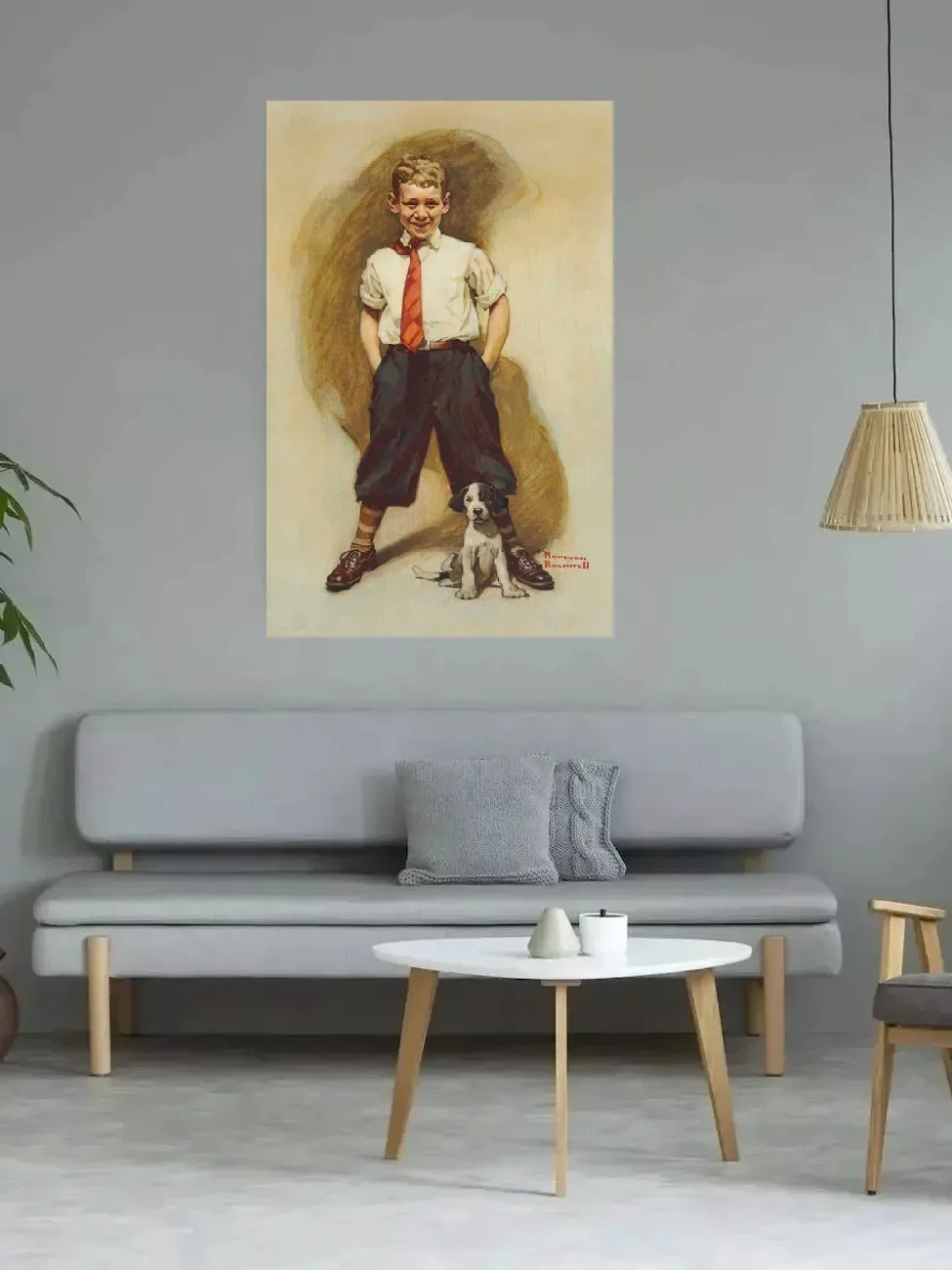 Norman Rockwell (1894-1978) Little Boy and Beagle, Print Art Canvas Poster, For Living Room Decor, Home Wall Picture