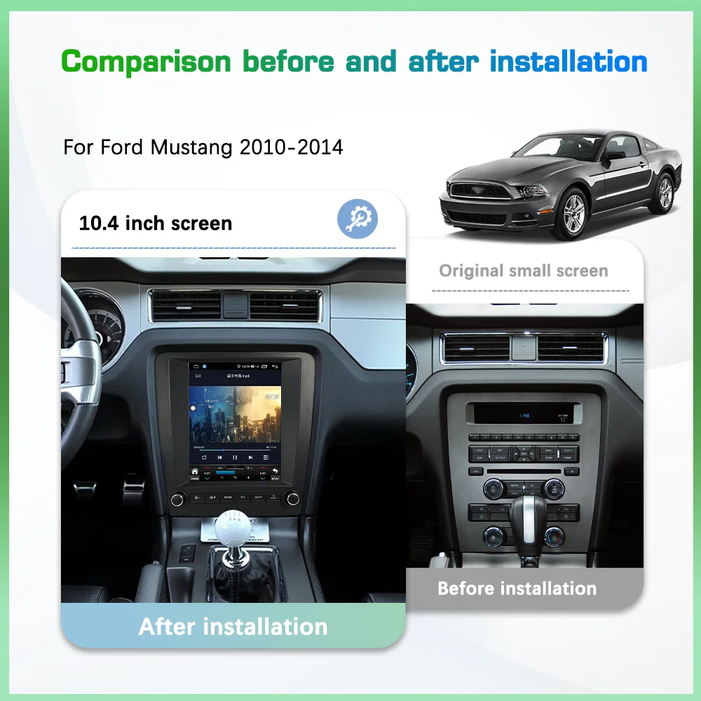 10.4Inch Android13 8Core For Ford Mustang 2010-2014 Car Multimedia Video Player GPS Navigation Radio 8+256G Carplay 4G 360camera