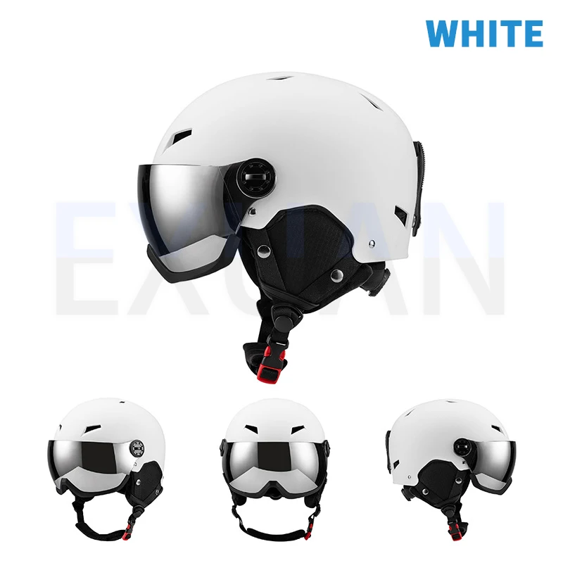 ABS Adult Warm Skiing Helmet Silver Plated Lens Helmet Outdoor Sports Protection Skiing Helmet Protective Gear Skating Helmet