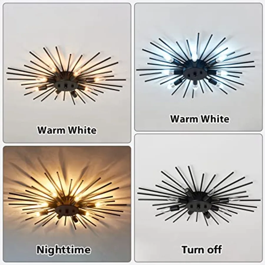 Semi Flush Mount 8 Light Ceiling Light Modern Metal Ceiling Lighting Light Fixture for Farmhouse Kitchen Dining Room Bedroom Ha view 5