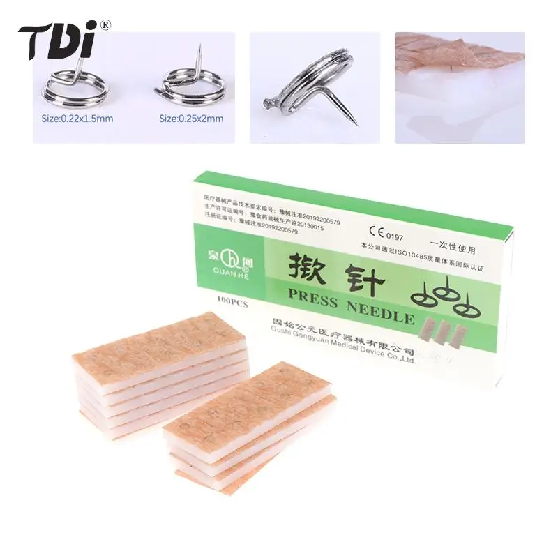 

100Pcs/box Multi-Condition Ear Seed Acupressure Kit Disposable Press Needle Ear Seeds Acupuncture Vaccaria Plaster Needles