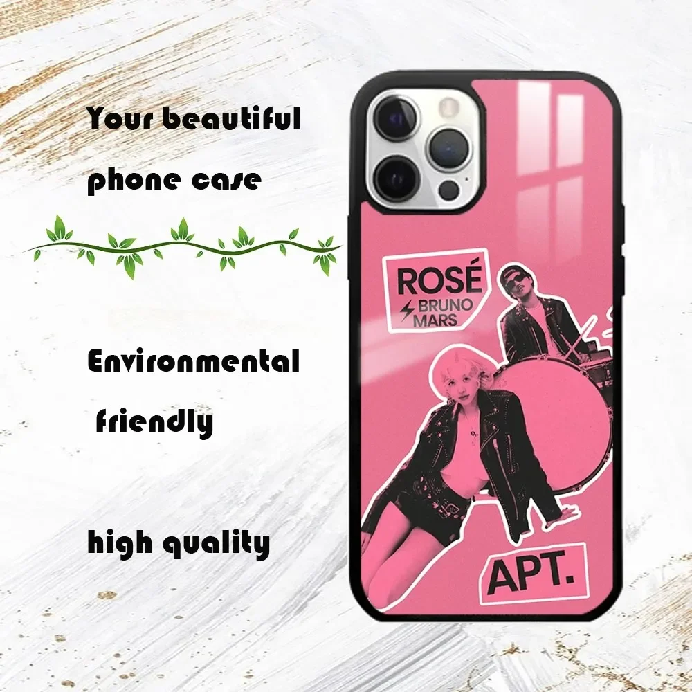 B-Bruno Mars Rose APT Phone Case For iPhone 16 15 14 13 12 11 Pro Max Plus Mini PC Fashion mirror phone case