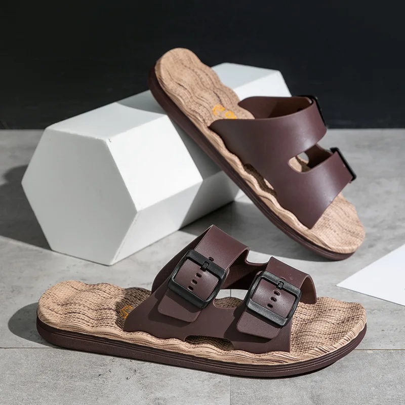 Sandal EVA anti-selip untuk pria, sandal selop rumah dan luar ruangan modis, sepatu tahan air lembut dan nyaman, sandal bersirkulasi untuk pria