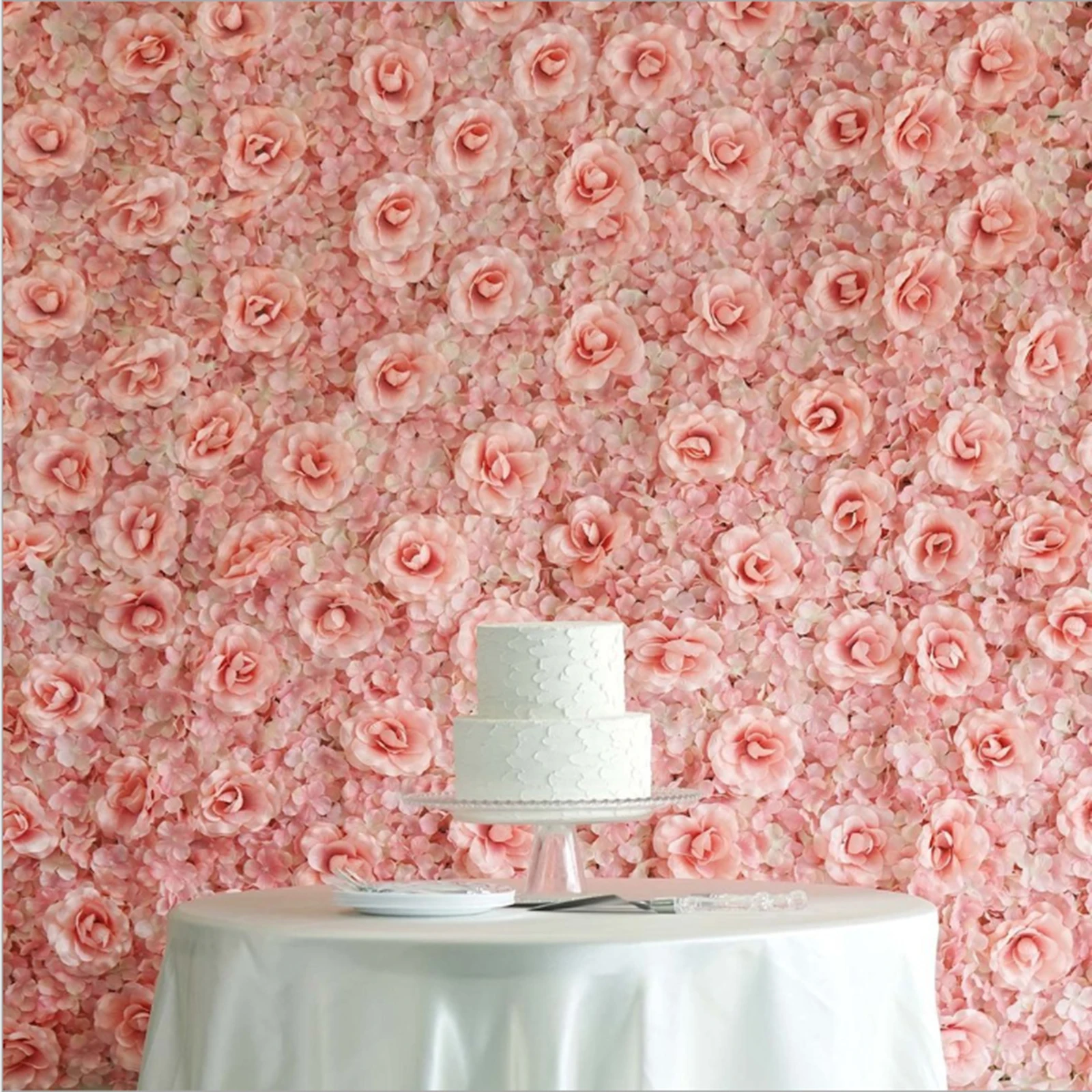 12pcs Blush Roses and Hydrangea Flowers Mat Wall Backdrop Panels Wedding Decorations