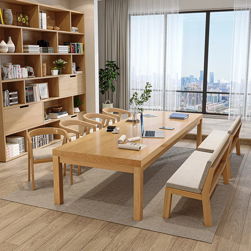 Solid wood conference desk Double study table Home office Living room Workbench Computer desk