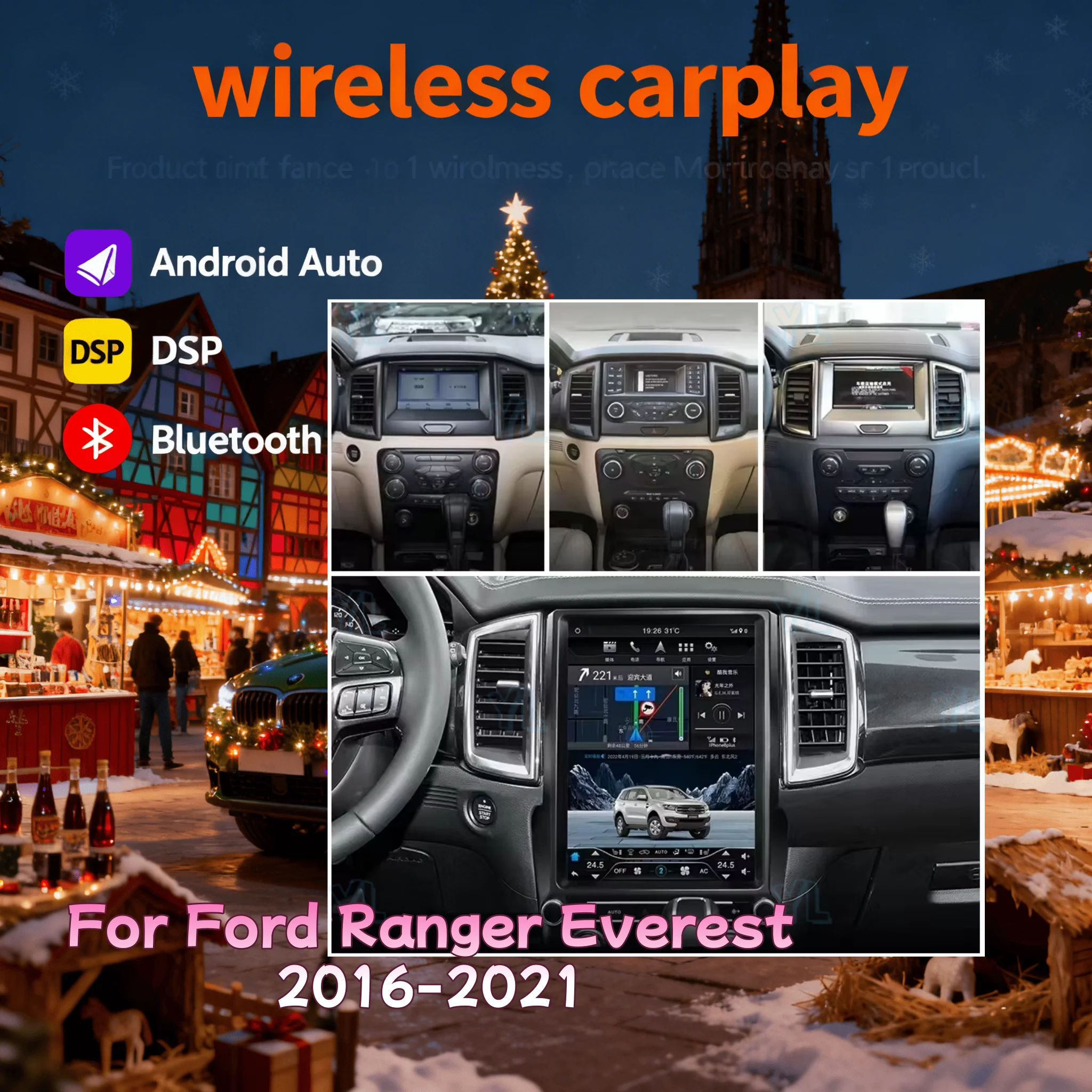 

Автомагнитола Android 14 для Ford Ranger Everest 2016-2021 (левый/правый руль), беспроводной CarPlay, мультимедийный сенсорный экран, Bluetooth 5.0