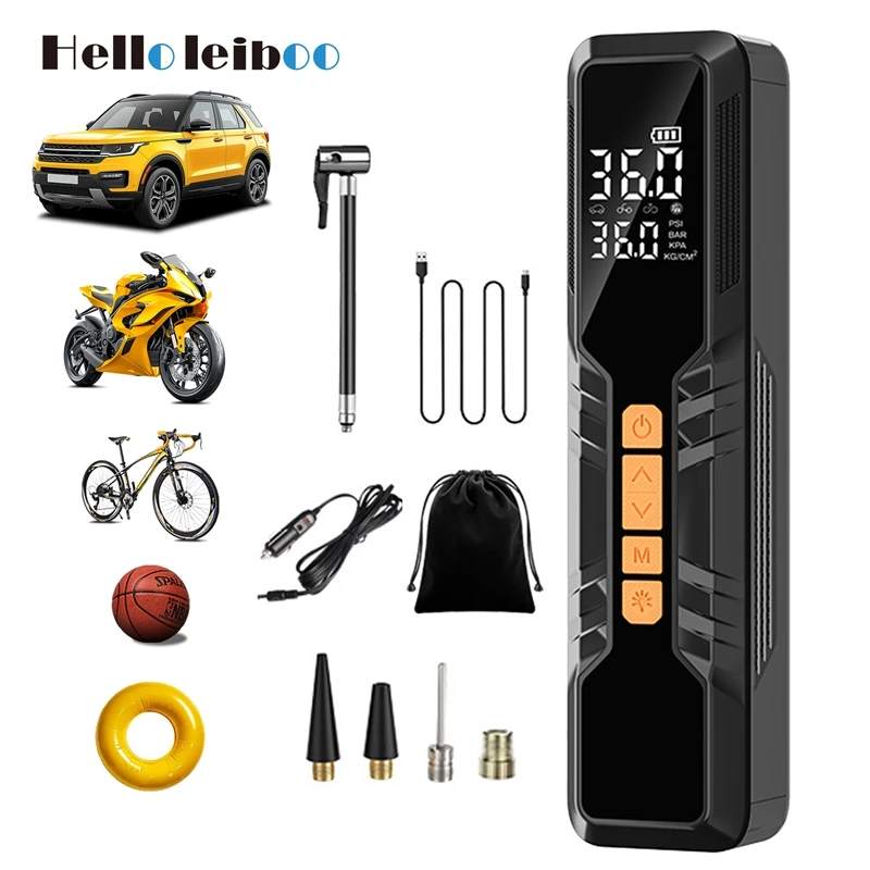 LEIBOO Car Air Compressor 12V 150PSI Portable Mini Car Tire Inflator Smart Digital Inflatable Pump For Car Bicycle Boat Air Pump