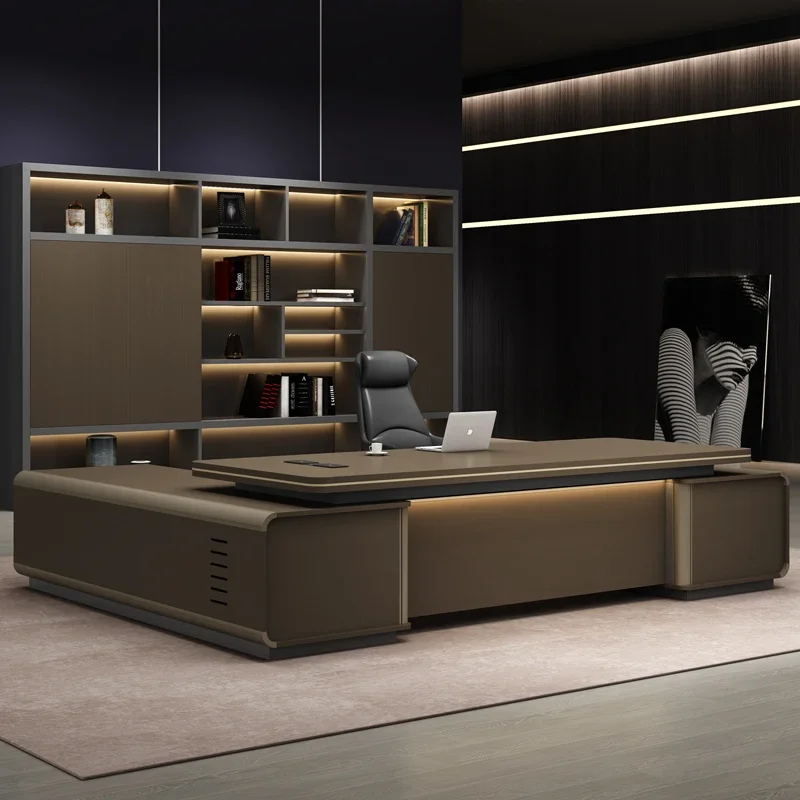 

Luxury L Shaped office table , simple leadership, furniture manager's room, president's desk Modern light home luxury boss table