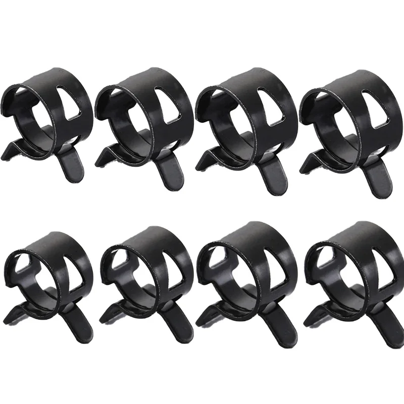 10pcs Stainless Steel Spring Hose Clamps 6-22mm Fuel/Water/Air Pipe Clips for Automotive and Plumbing