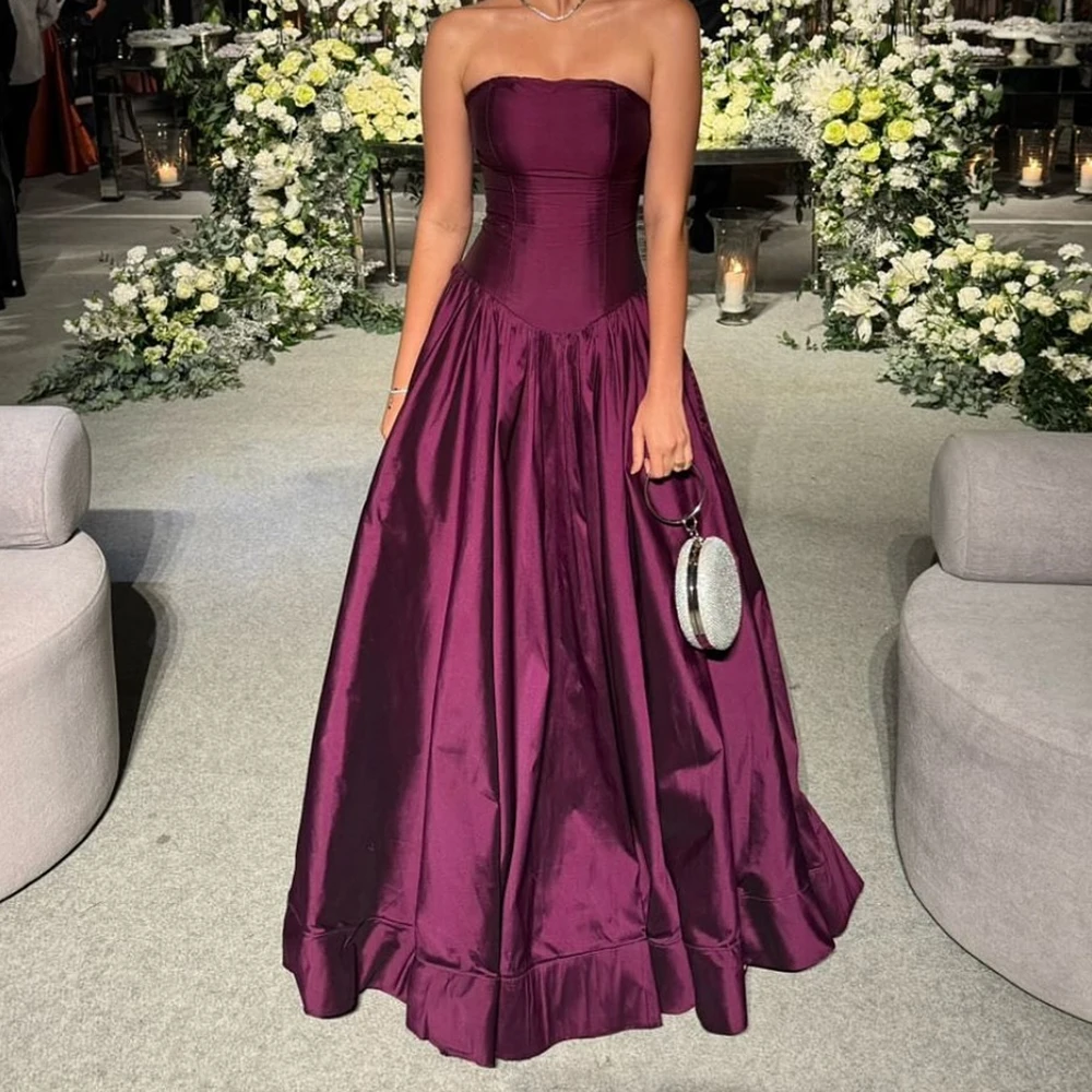 

Индивидуальные вечерние платья трапециевидной формы длиной до пола, без бретелек, без рукавов, платье для выпускного вечера, модное простое драпированное повседневное вечернее платье с открытой спиной