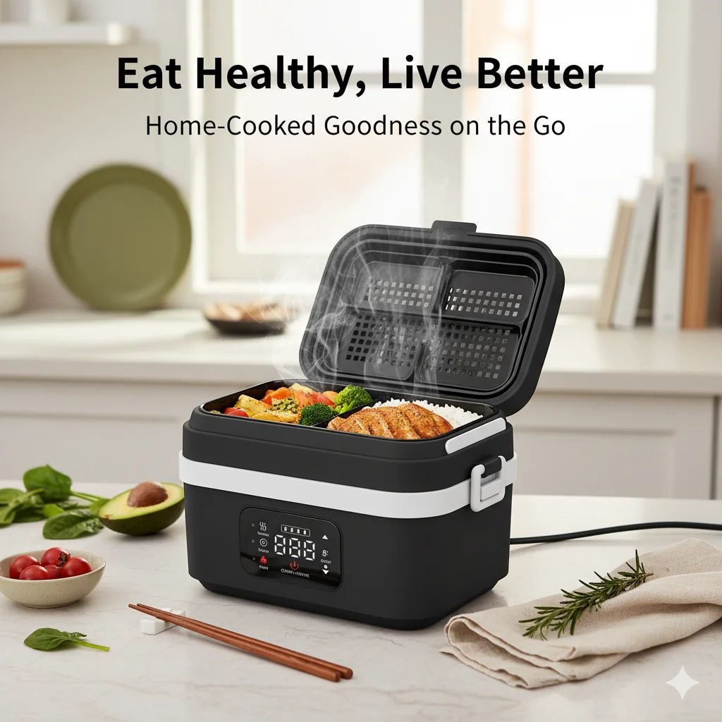 Lectric Lunch Box Portable Food Warmer With Timer Rechargeable 8000mAh 1L Stainless Steel Bento Container USB Charging Carry Bag